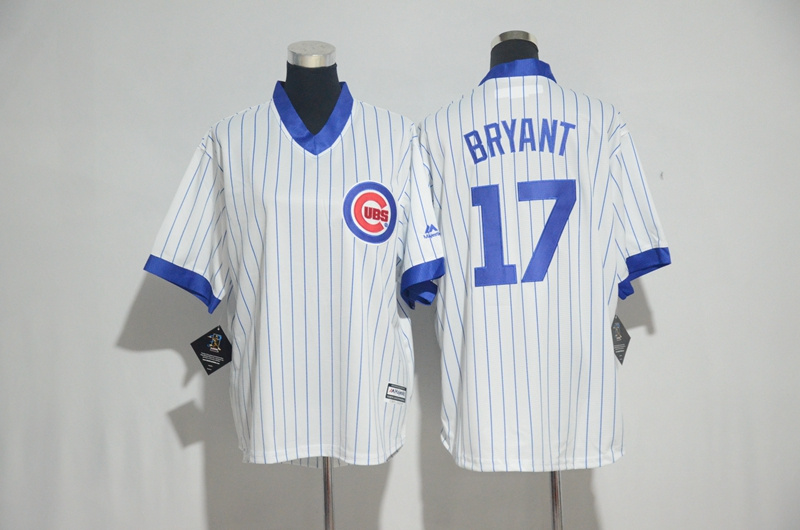 Youth 2017 MLB Chicago Cubs #17 Bryant White stripe Jerseys->youth mlb jersey->Youth Jersey